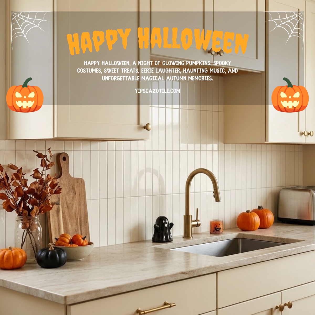 peel and stick backsplash for halloween decor
