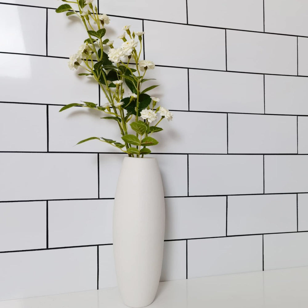 White Thick PVC Peel and Stick Backsplash For Kitchen