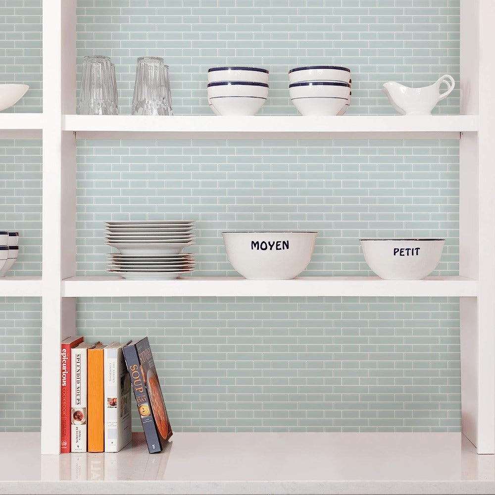 Sea Glass Peel & Stick Backsplash Tiles For Kitchen