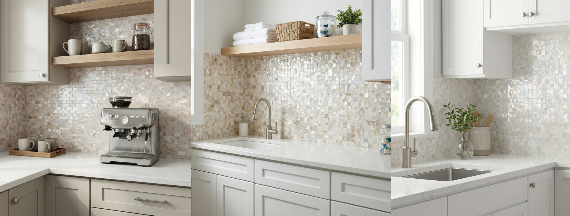 shell mosaic tile stick on kitchen