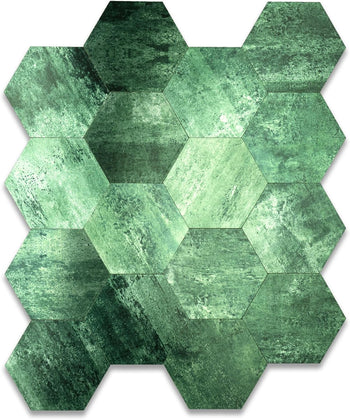  Hexagon Peel and Stick Tiles PVC  Dark Green Backsplash