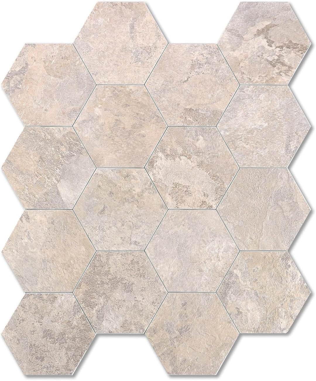 Hexagon Peel and Stick Tiles PVC Asenka Beige Backsplash