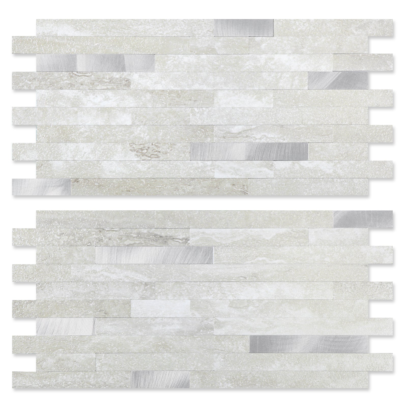Gray Beige Peel and Stick Backsplash Linear Blend Tile