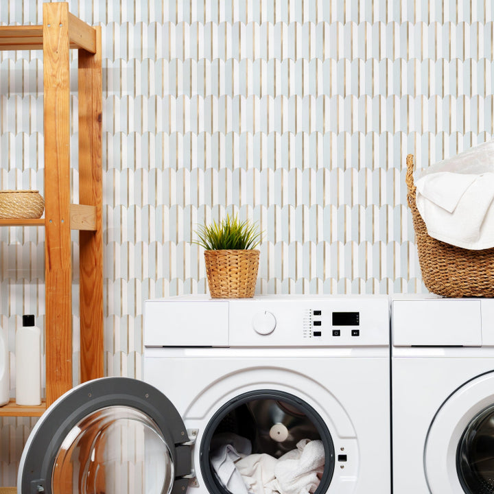 fish scale tile stick on laundry room