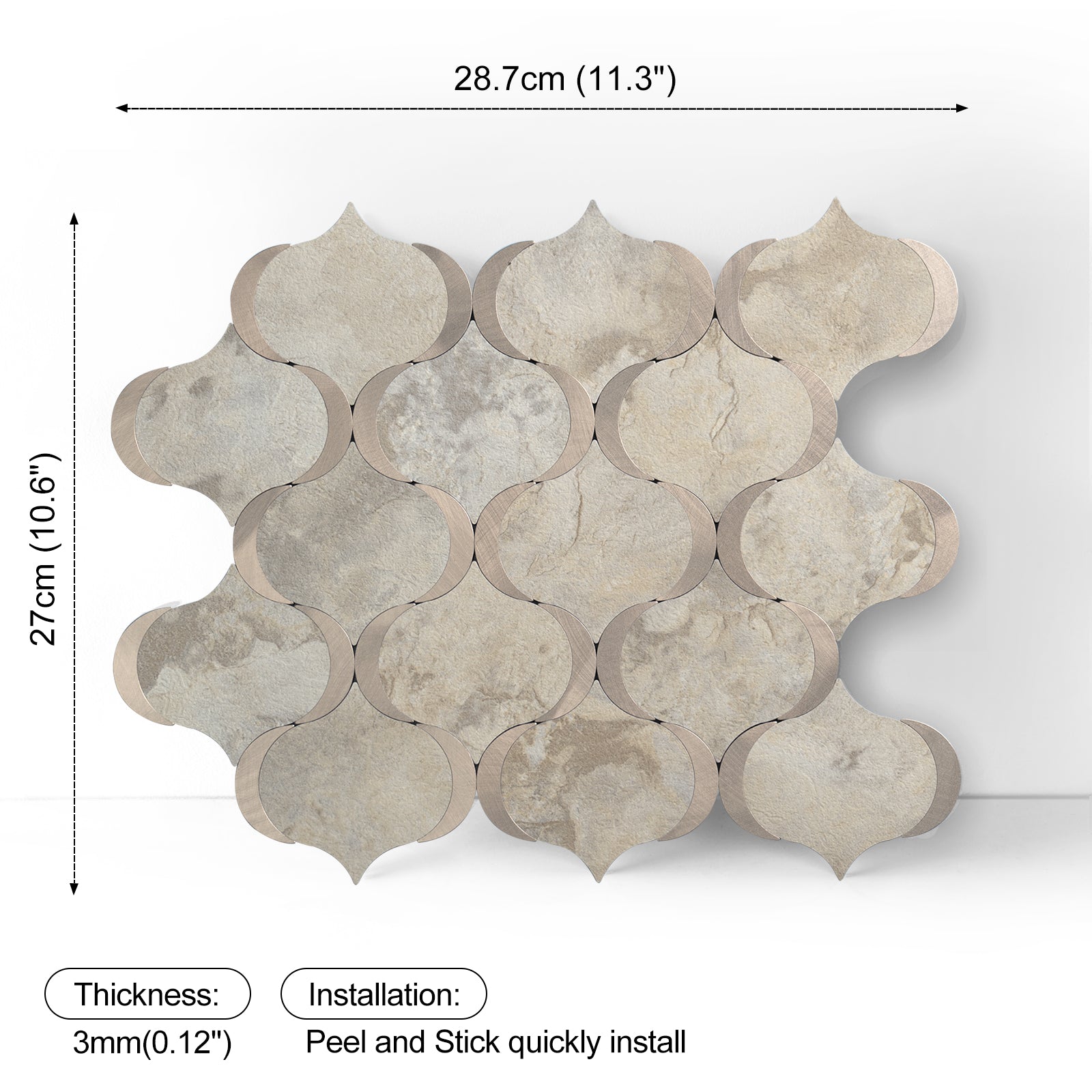peel and stick tile size