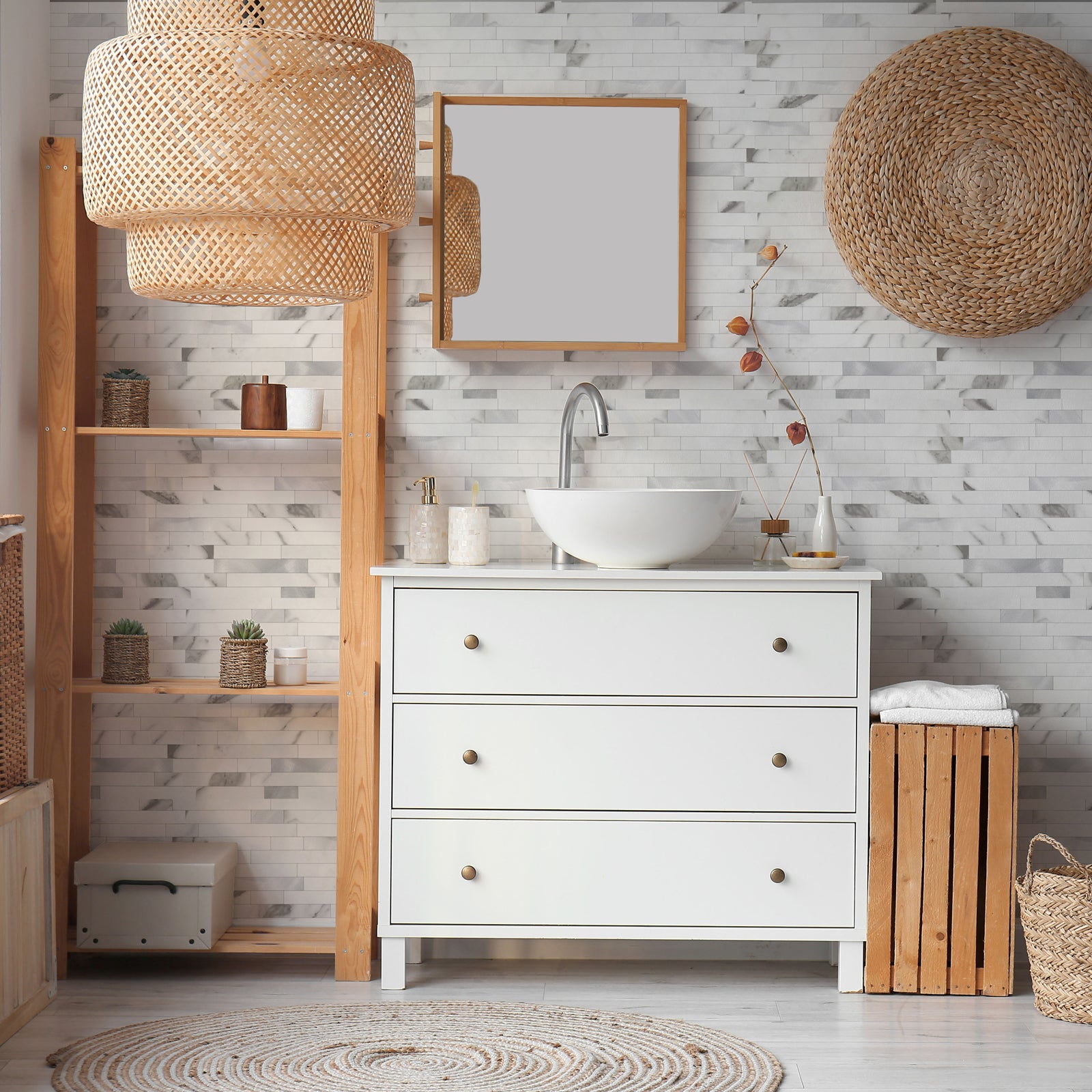 linear blend tile stick on bathroom