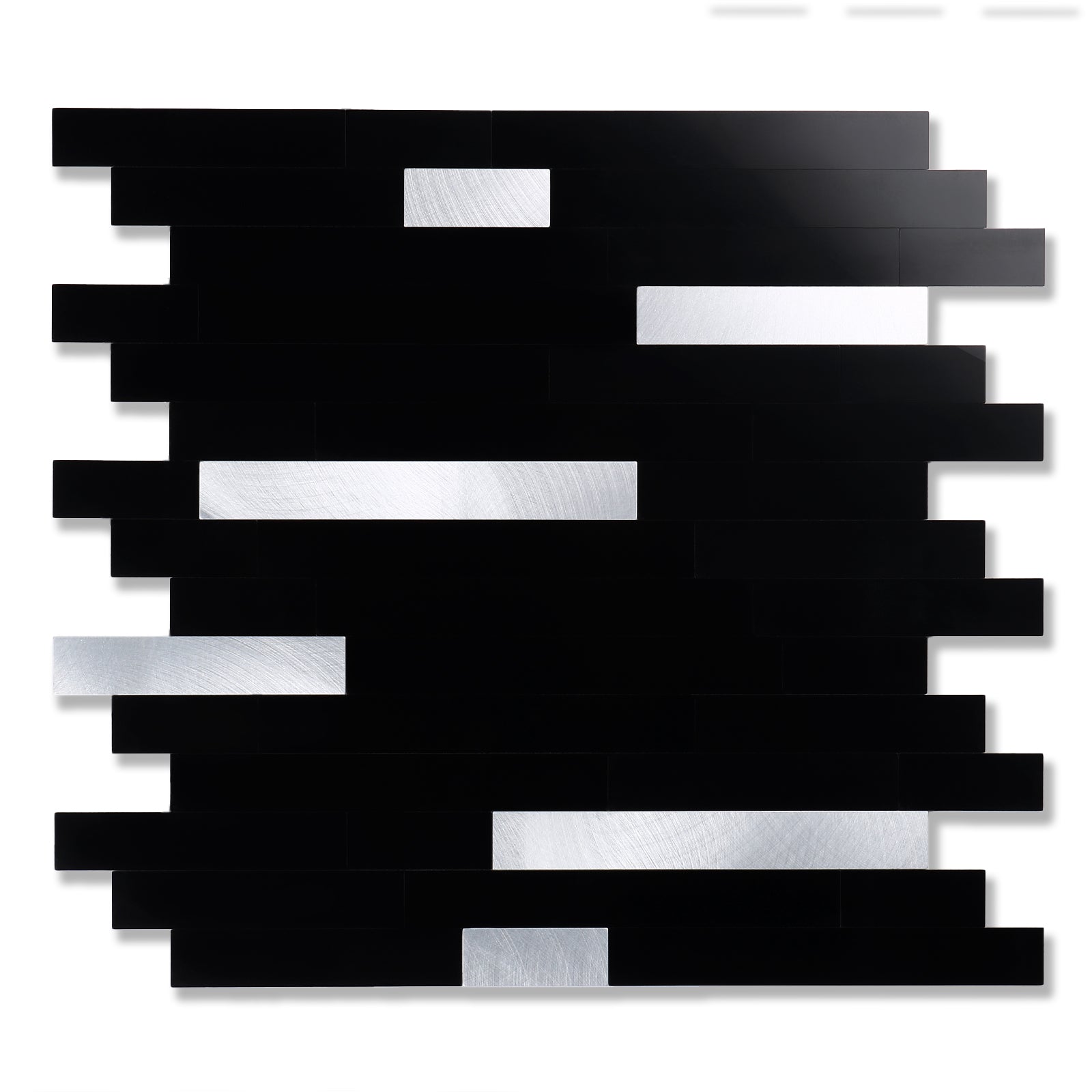 Polished Pure Black Peel and Stick Backsplash tile