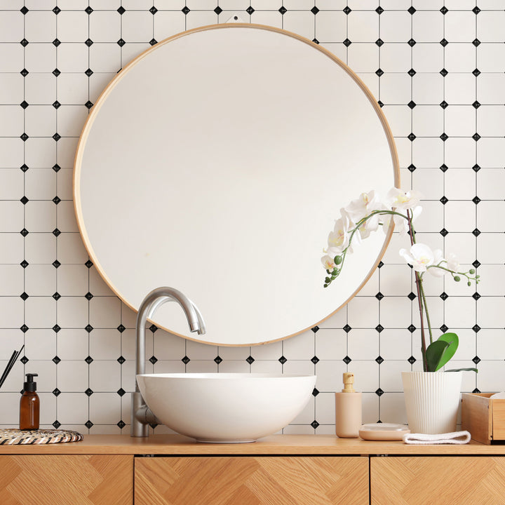 12" X 12" Marble White with Pearls Peel and Stick Diamonds Tile