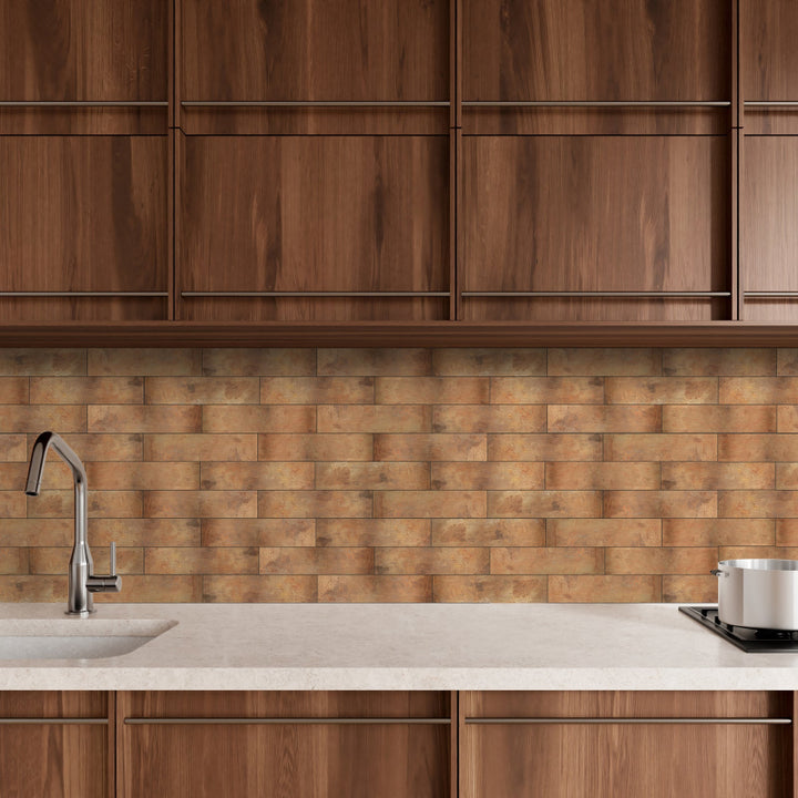 copper tile stick on kitchen