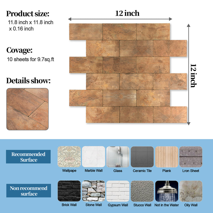 copper tile size