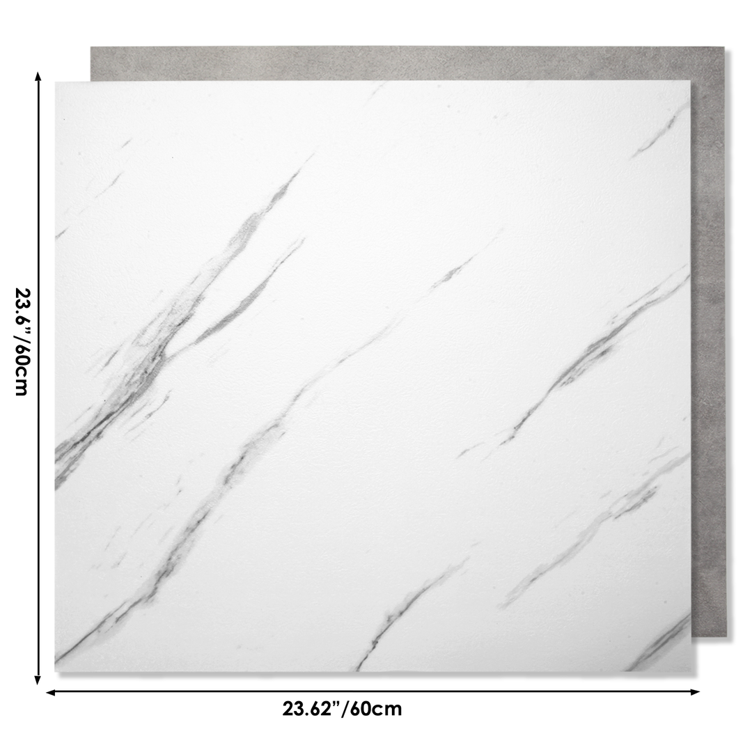 23.62" X 23.62" Peel and Stick Floor Tile, Gray Marble Waterproof Vinyl Floor Tiles