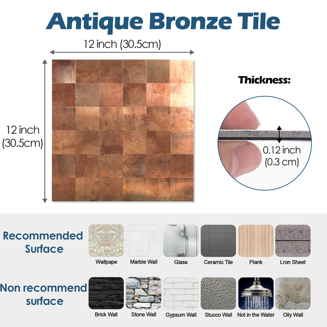 copper tile size