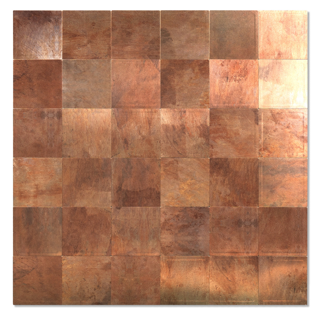 copper square backsplash tiles